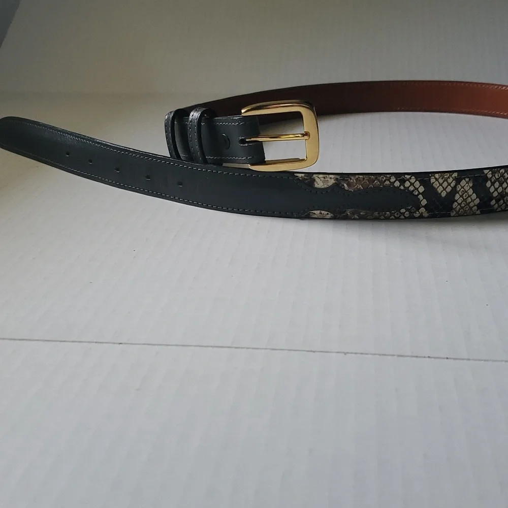 Snakeskin Genuine Leather Belt  sz 38 - Picture 9 of 13